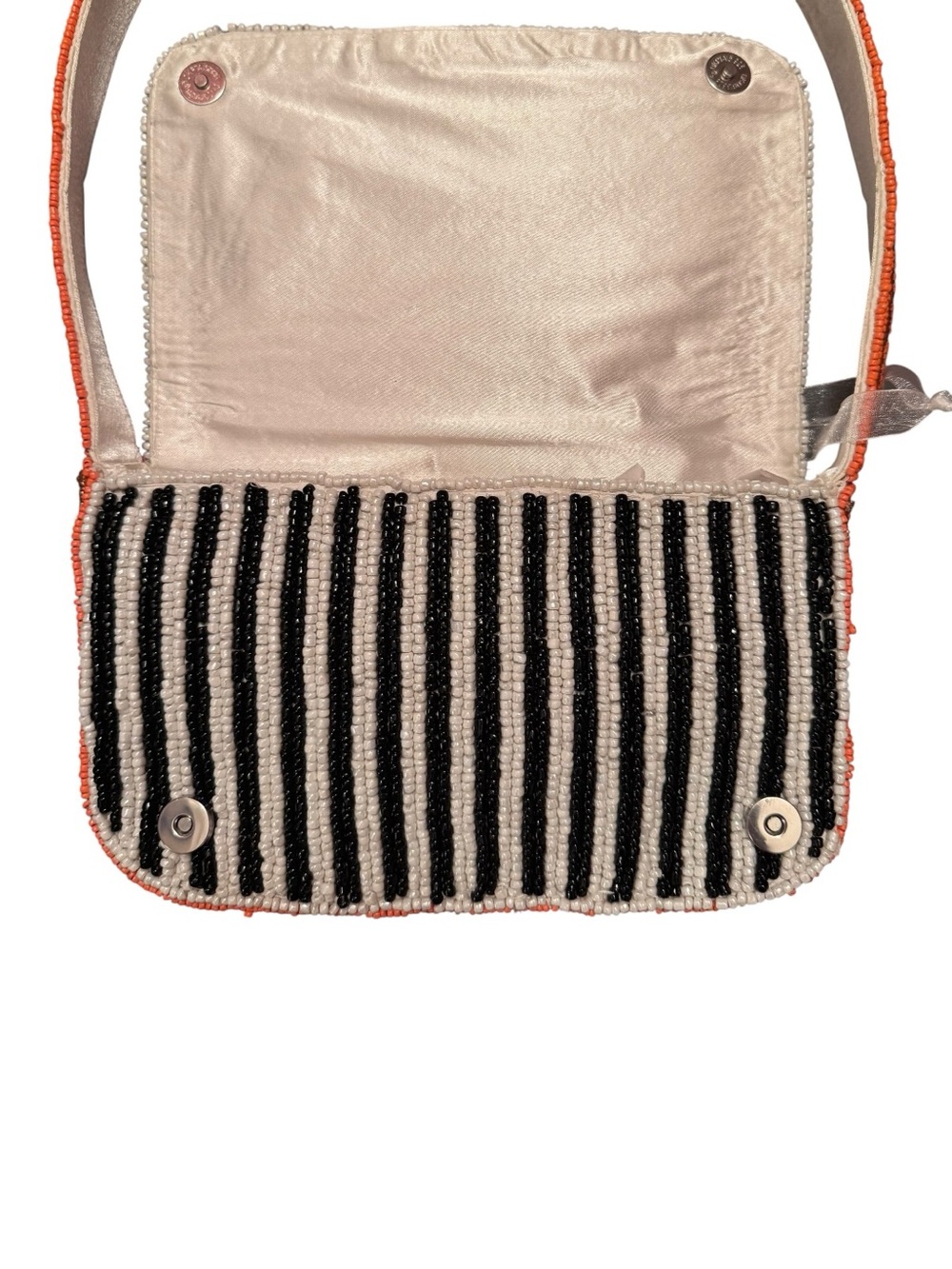 Viral Beaded Carrot Stripe Shoulder Bag Handbag Purse NWT - Picture 6 of 12